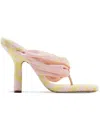 Burberry Printed Fabric Pool Check Thong Mules In White