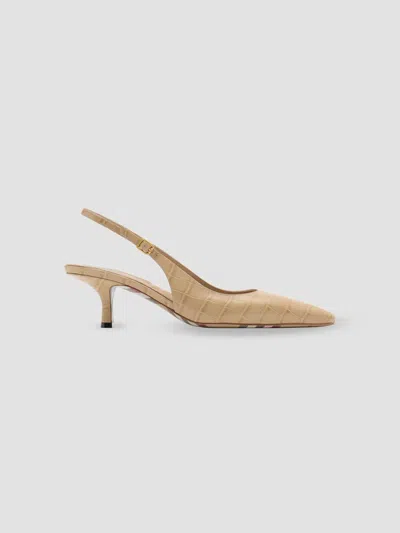 Burberry Women's 55mm Crocodile-embossed Leather Dame Slingback Pumps In Nude