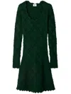 Burberry Aran Wool Blend Dress In Green