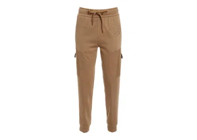 Pre-owned Burberry Women's Archway Logo Embroidered Track Pants In Camel Beige