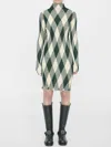 Burberry High-neck Slim Fit Dress With Argyle Motif