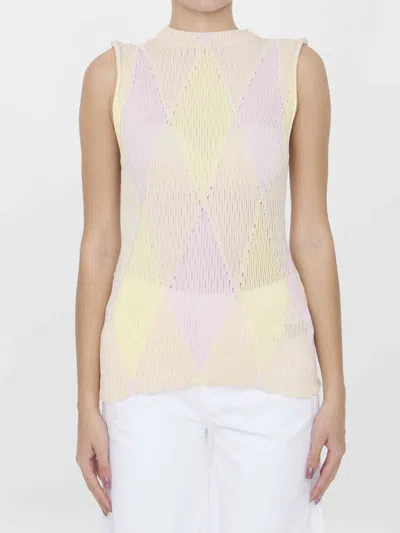 Burberry Embroidered Cotton Blend Top In Multi