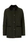Burberry Quilted Jacket With Corduroy Collar And Pockets In Green