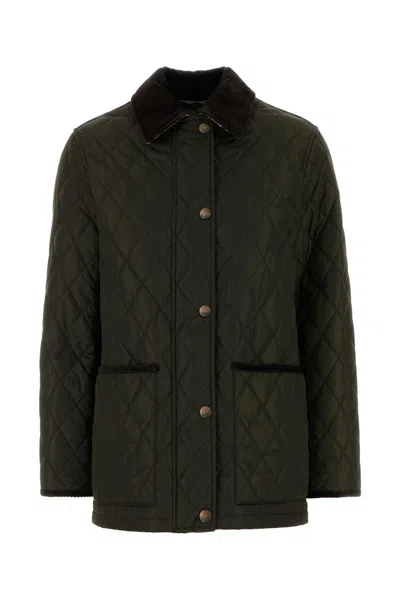 Burberry Quilted Country Jacket Corduroy Collar In Green