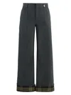 Burberry Cotton Blend Trousers In Gray