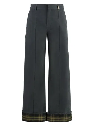 BURBERRY WOMEN'S ASH COLOURED TROUSERS WITH LAPELS