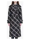 Burberry Green Oversized Double-breasted Trench Coat With Check Motif In Twill Woman In Green