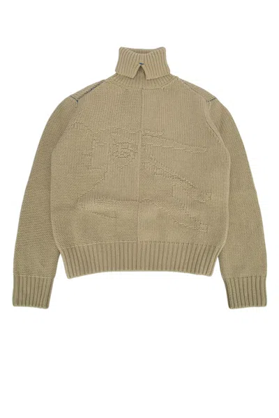 Burberry Beige High Neck Sweater In Green