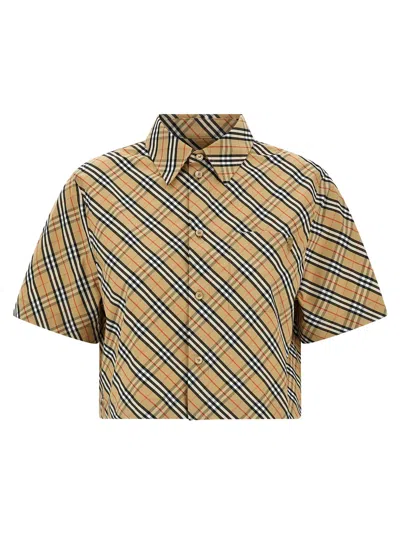 Burberry Women 'b Shield' Check Shirt In Brown
