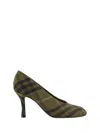 Burberry Tartan Patterned Canvas Pumps With Covered Heel 9cm In Multicolor