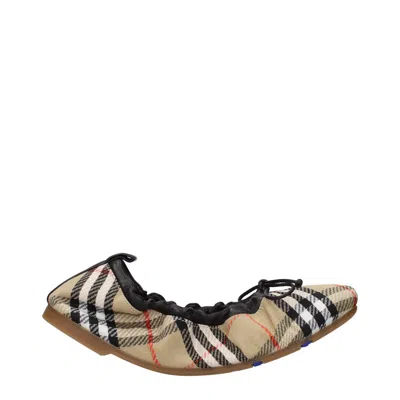 Burberry Women's Ballerina Shoes Beige/black Fabric In Neutral