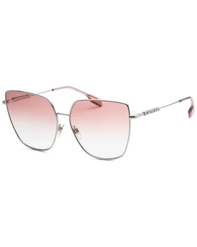 Burberry Alexis Clear Gradient Pink Cat Eye Ladies Sunglasses Be3143 10058d 61 In Silver