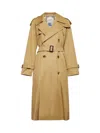 Burberry Women Beige Castleford Long Trench Coat In Brown