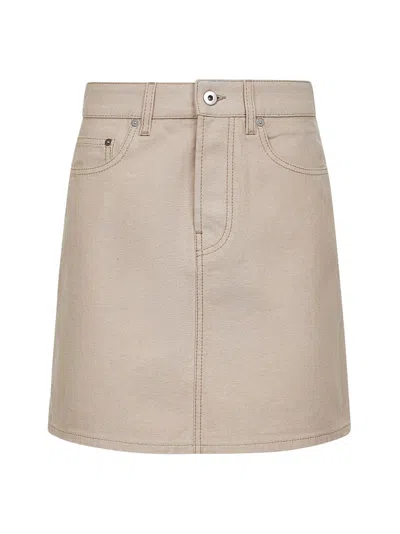 Burberry Women Beige Cotton Denim Mini Skirt