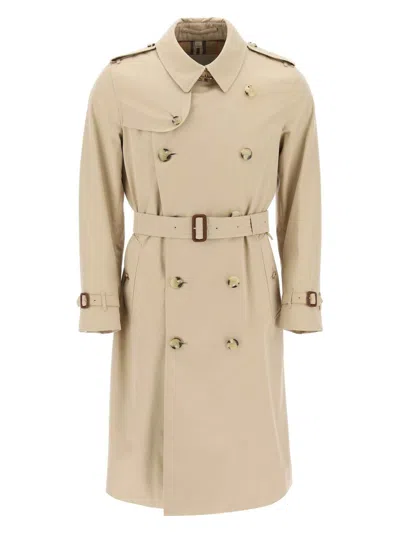 BURBERRY WOMEN'S BEIGE COTTON HERITAGE KENSINGTON TRENCH COAT
