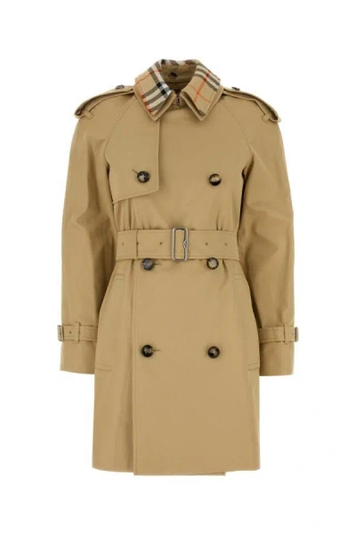 BURBERRY BURBERRY WOMEN BEIGE COTTON TRENCH COAT