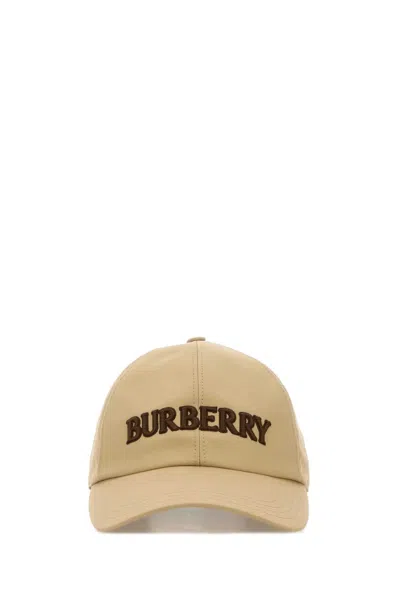 Burberry Women Beige Gabardine Baseball Cap In Brown