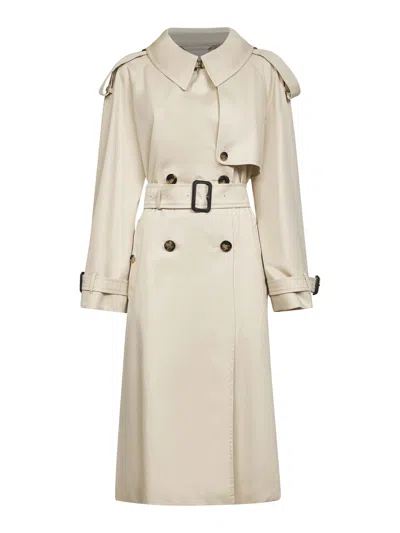 BURBERRY BURBERRY WOMEN BEIGE GABARDINE FITZROVIA LONG TRENCH COAT