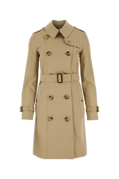 Burberry Women Beige Gabardine Heritage Chelsea Trench Coat In Beige O Tan
