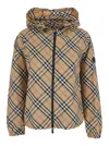 Burberry Women Beige Jacket With Ekd Logo Embroidery On The Sleeve And All-over Check Motif In Tech  In Multi