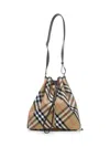 Burberry Beige Medium Check Bucket Bag In Brown