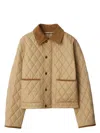 Burberry Quilted Jacket With Corduroy Collar And Pockets In Flxsndipch