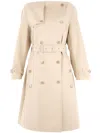 Burberry Double-breasted Trench Coat In Cream