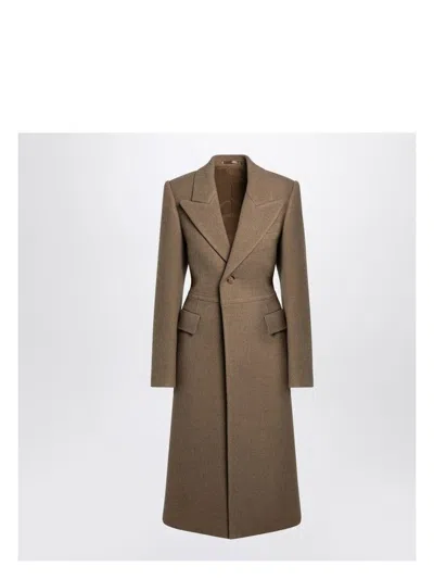 Burberry Women's Beige Single-breasted Wool Coat