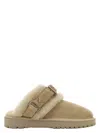 Burberry Chubby Mule In Suede And Beige Shearling