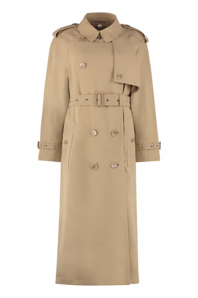 Burberry Women's Beige Trench Coat With Leather Details In Gold