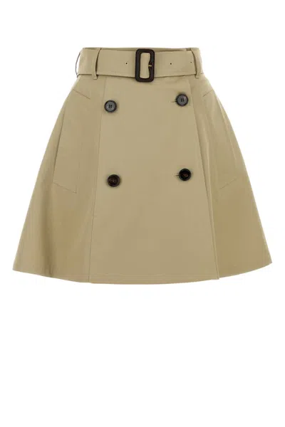 BURBERRY BURBERRY WOMEN BEIGE TWILL SKIRT