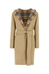 Burberry Women Beige Wool Reversible Coat In Brown
