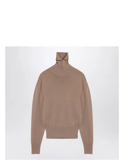 Burberry Women's Beige Wool Turtleneck Sweater