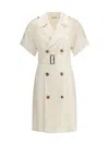 Burberry Waist Belted Short Sleeves Epaulettes Lapels