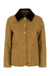 Burberry Corduroy-collar Diamond-quilted Jacket In Green