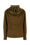 Burberry Checked Scarf Satin Top In Brown