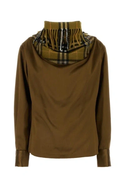 BURBERRY BURBERRY WOMEN BISCUIT SATIN BLOUSE