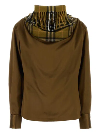 BURBERRY WOMEN'S BISCUIT SATIN BLOUSE TOP