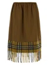 Burberry Satin Skirt With Elastic Waistband And Fringe Hem