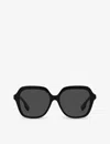 Burberry Womens Black Be4389 Joni Square-frame Acetate Sunglasses In Black
