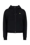 Burberry Cotton Sweatshirt With Drawstring Hood And Front Pocket In Black