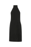 Burberry Funnel-neck Silk Bib Dress In Black