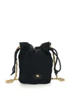 Burberry Women Black Handbag With Chain Shoulder Strap And Ekd Patch On The Front In Fabric Woman In Black