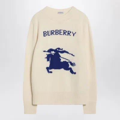 Burberry Crew Neck Graphic Design Long Sleeves Top In Neutral