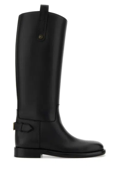 Burberry Cavalier Boots In Leather In Black