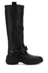 Burberry Elegant Black Leather Stomp Boots For Women In Black