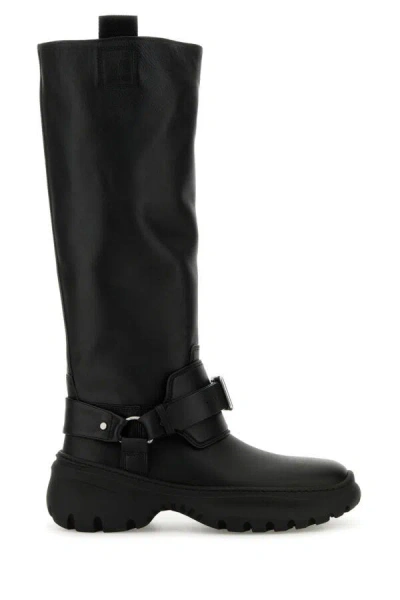 BURBERRY BURBERRY WOMEN BLACK LEATHER STOMP BOOTS