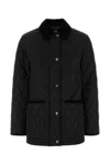 Burberry Women 'oldham' Black Quilted Jacket With Corduroy Collar In Tech Fabric Woman In Black