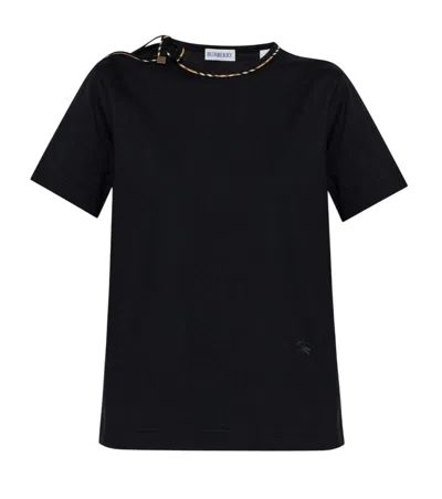 Burberry Black Cotton T-shirt With Check Ties