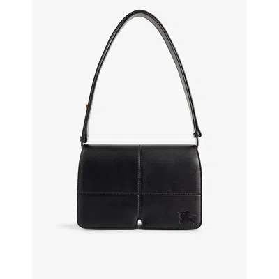BURBERRY WOMENS BLACK SNIP LOGO-EMBELLISHED LEATHER SHOULDER BAG